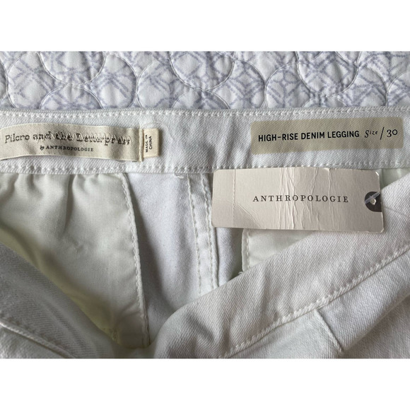 Pilcro Anthropologie High Rise Cropped White Denim Jeans Side Zip Size 30 NWT - Picture 6 of 14